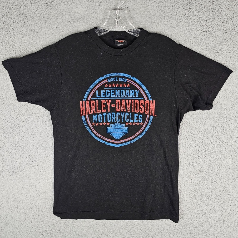 Harley-Davidson T-Shirt Men M Black Legendary Double Sided Treasure Coast